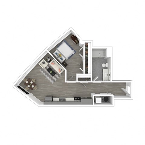 a floor plan of a small apartment with a bedroom and a living room